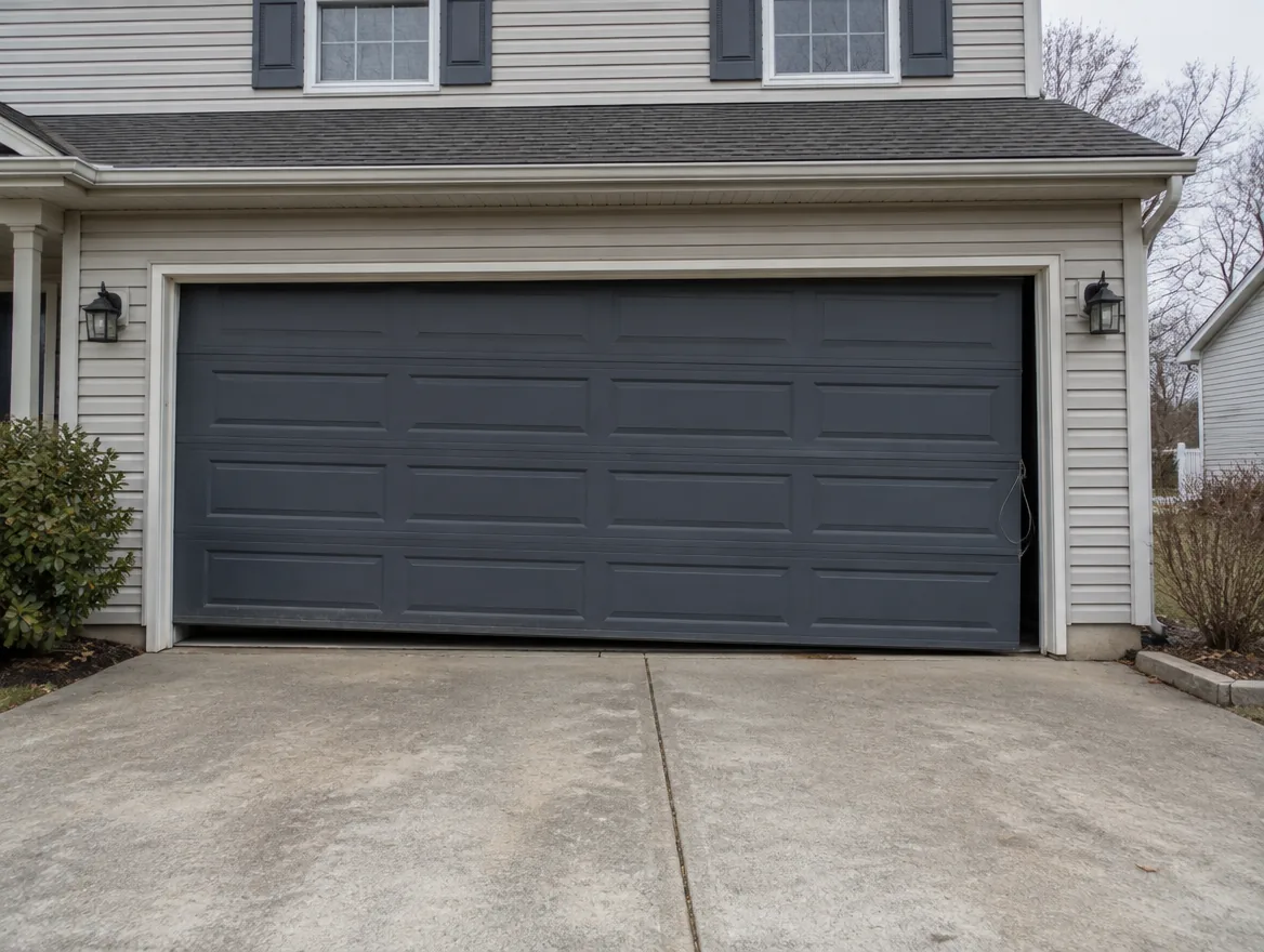Garage door hanging lower on one side with a slack lift cable